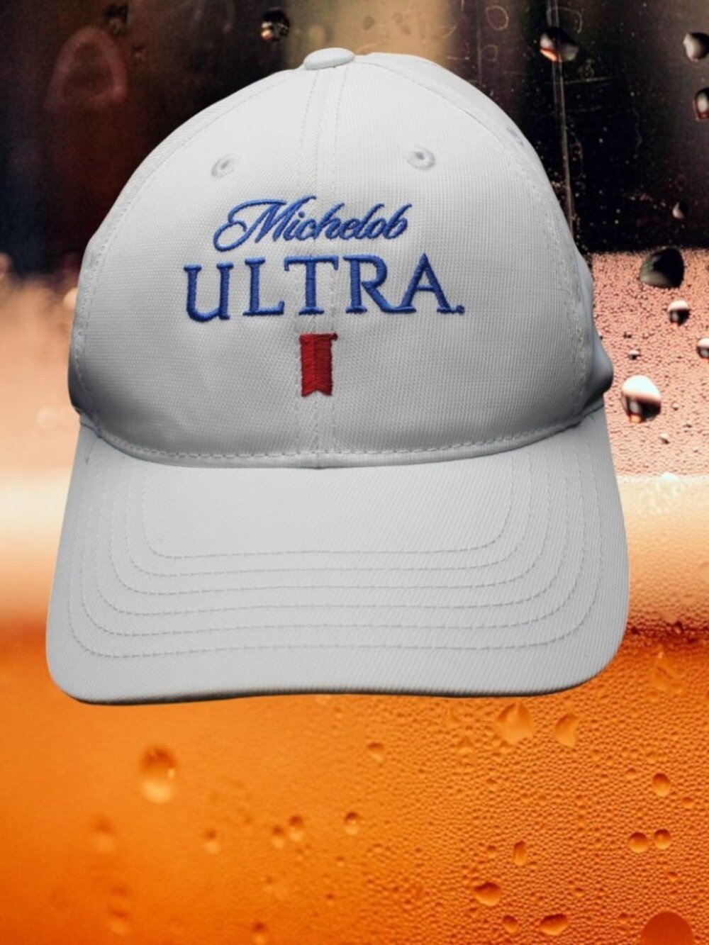 Michelob Ultra Beer Hat Cap White Adjustable Strap Party